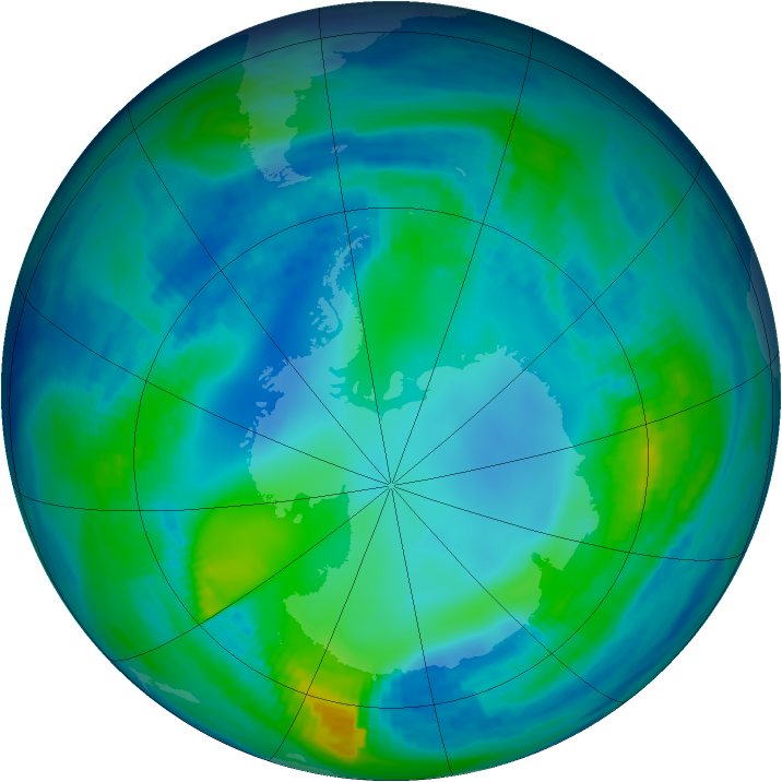 Antarctic ozone map for 10 May 1993